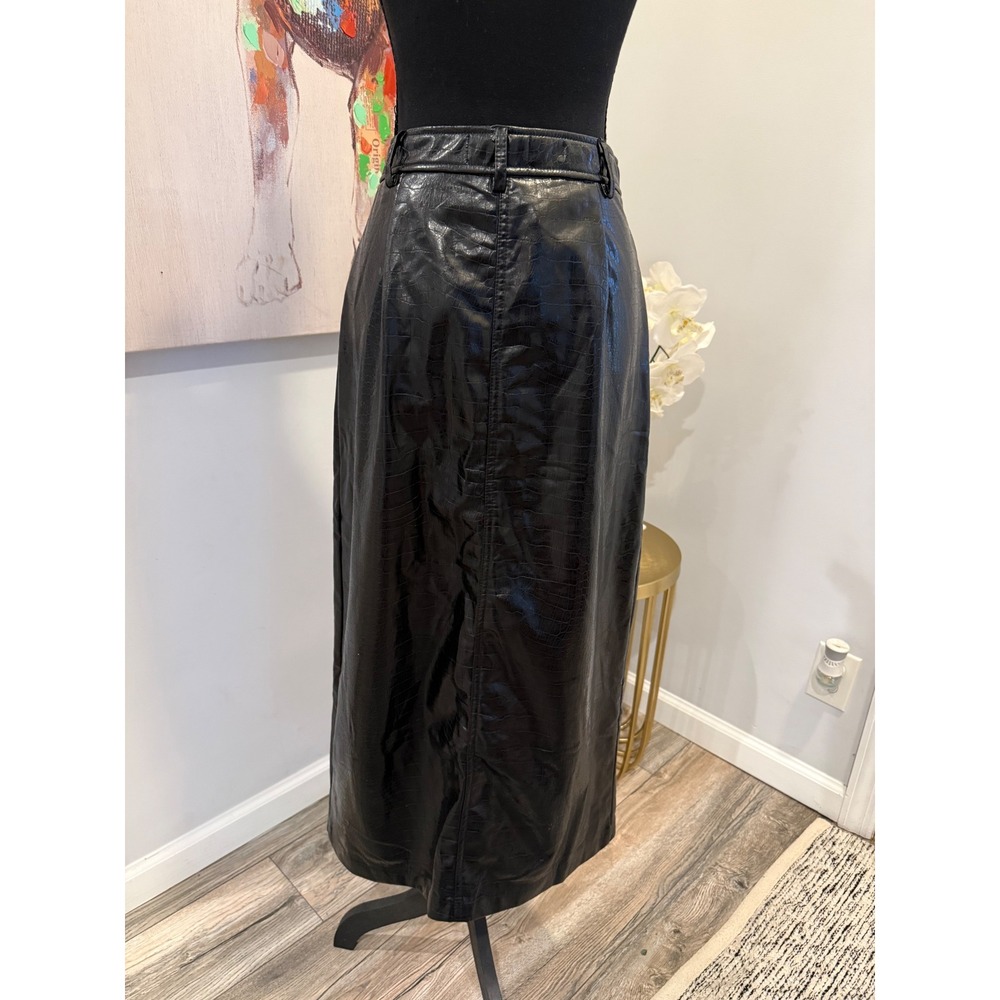 Truth by Republic Black Faux Leather Croc Embossed Midi Skirt, Size 6 NWT - Picture 4 of 5